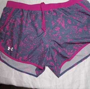 Under Armour Women’s Gray Athletic Shorts with Hot Pink Accents